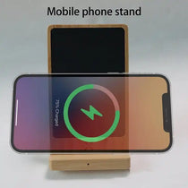 Bamboo Light-up LOGO Wireless Charger Phone Stand