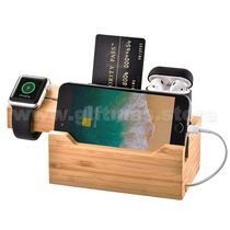 Bamboo Charger Station / Phone stand with 3 USB Ports