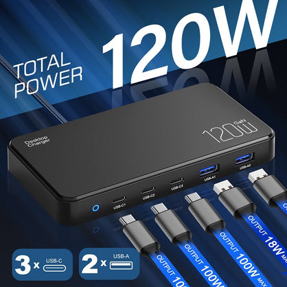 120W 5 IN 1 Desktop Fast Charger