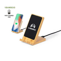 Bamboo Light-up LOGO Wireless Charger Phone Stand