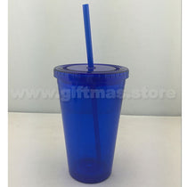 Double Wall Tumbler with Screw Top Lid and Straw