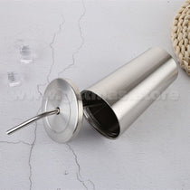 Metal Double-wall Tumbler with Screw Top Lid and Straw