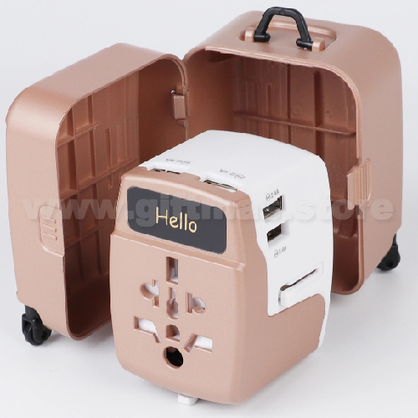 Universal Travel Adaptor ( with Light-Up Logo & Luggage casing packaging)