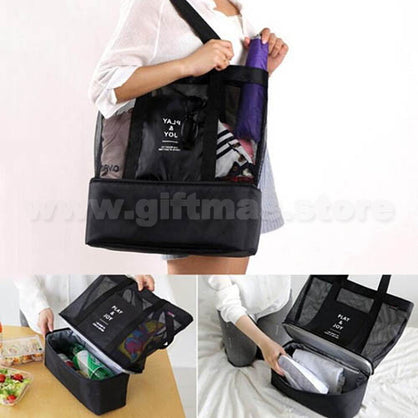 Beach Tote Bag with Cooler zip Base