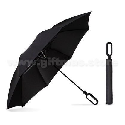 2-Folded Umbrella with O-shape rubber touch Handle